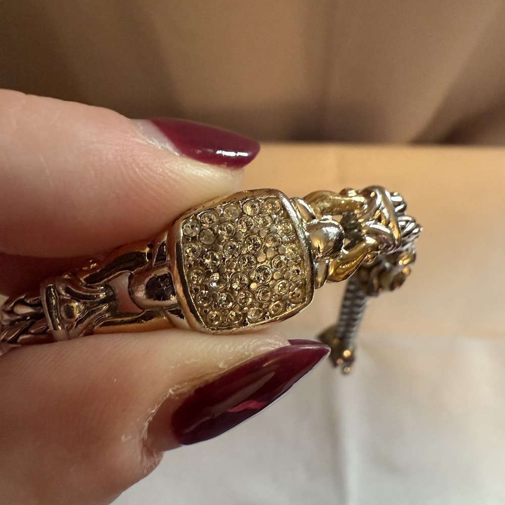John Mederios Two Tone 2 Strand Locking Bracelet Rhodium Silver And Gold Plated - Picture 2 of 12